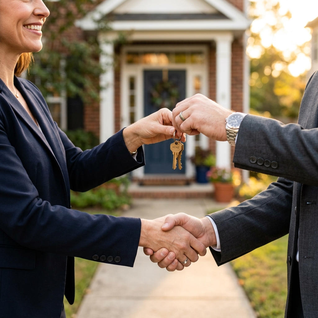 Successful handshake exchanging keys for a cash home sale